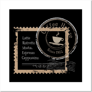 Vintage Coffee house dark stamp design Posters and Art